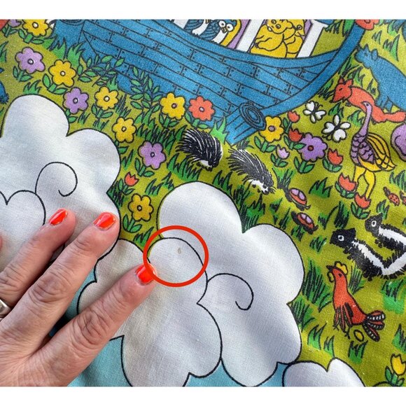 Vintage 70s pillowcases, Sears Noah's Ark, blue, purple, orange, pair - Picture 7 of 10